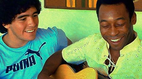 Diego y Pelé, en su primer encuentro.