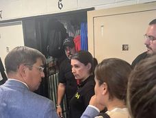 Los fiscales durante el procedimiento en el penal bonaerense, previo a la condena. &nbsp;
