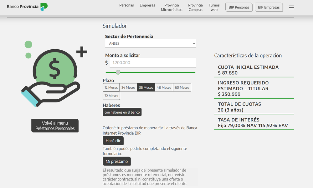 Con una cuota de $87.850, pod&eacute;s acceder a un pr&eacute;stamo de hasta $1.200.000 a 36 meses.