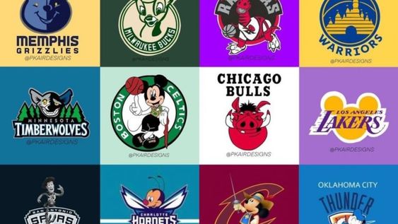 Debido a su desembarco a los estudios de de Walt Disney, diseñadores independientes, crearon los nuevos logos de los equipos con personajes históricos.