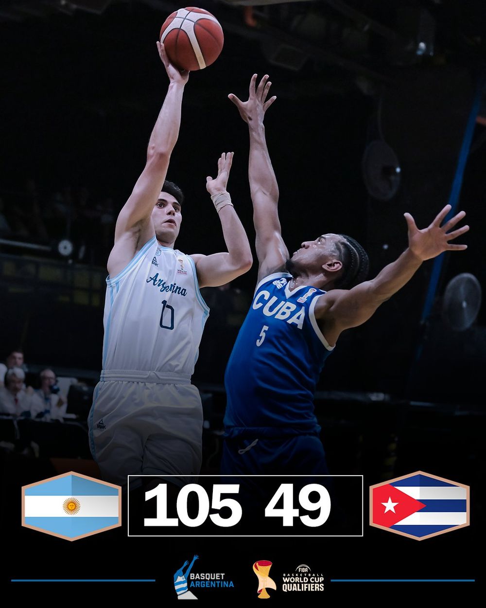 B&Aacute;SQUET. Argentina domin&oacute; el segundo partido ante Cuba.&nbsp;