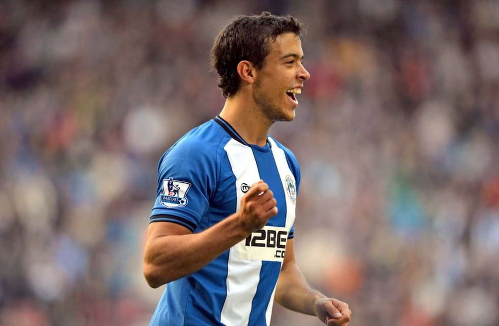 Franco Di Santo con la camiseta del Wigan Athletic.