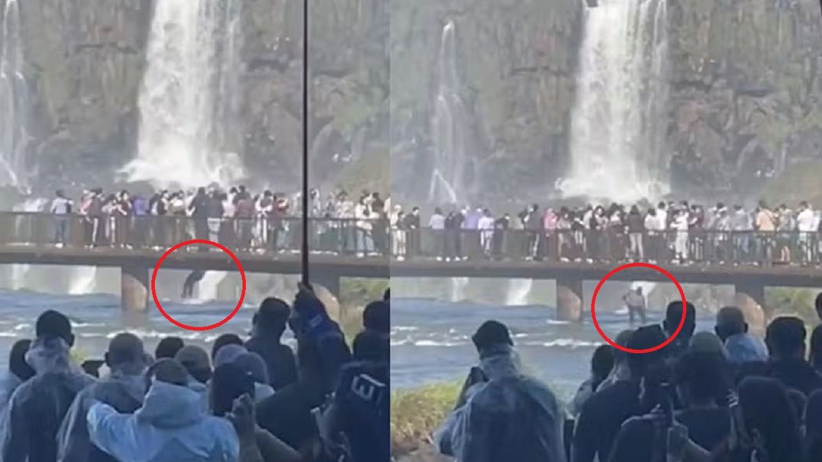 Se le cayó el celular en las Cataratas del Iguazú 