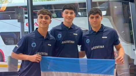 Hockey Patín. Bautista Pascual, Valentín Funes y Lucas Sottano. Los tres mendocinos integrantes de la Selección Argentina masculina