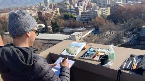 Cualquier rincón citadino es válido para contemplar, observar, dejarse movilizar y plasmar el patrimonio urbano en papel.
