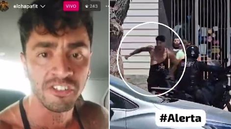 El fisicoculturista David Verdú se grabó en vivo para Instagram arriba del patrullero. También se conoció su huida por San Rafael hasta que fue detenido y asistido. (Captura de video)