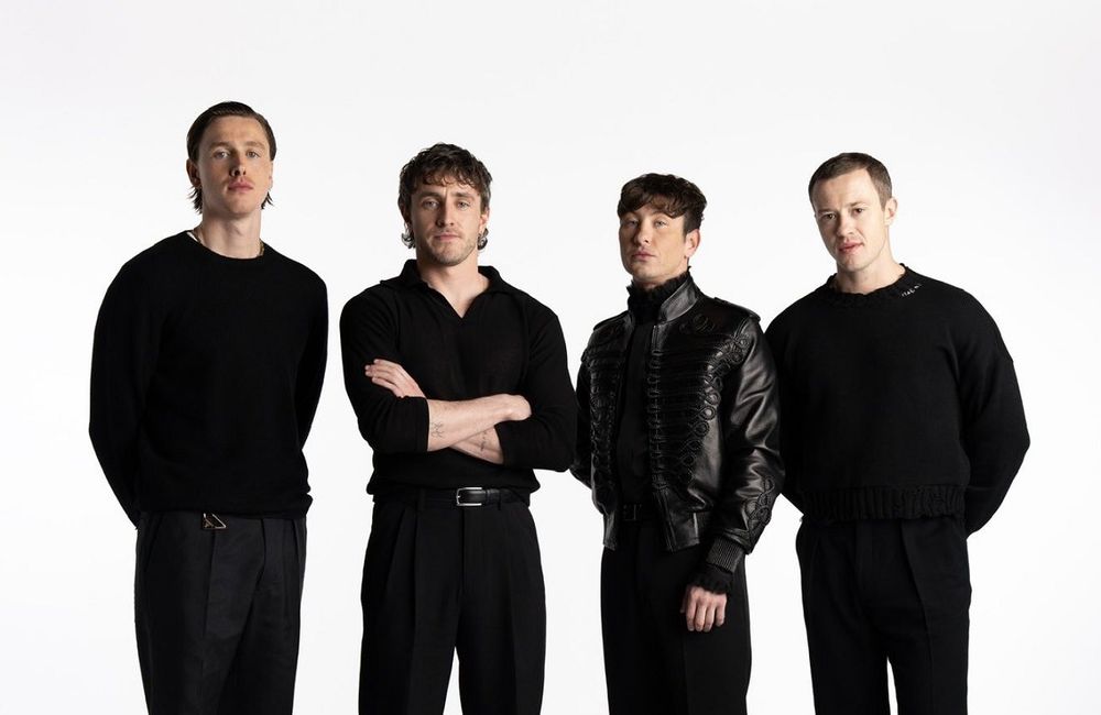 De izquierda a derecha: Harris Dickinson (John Lennon), Paul Mescal (Paul McCartney), Barry Keoghan (Ringo Starr) y Joseph Quinn (George Harrison)