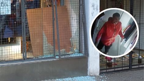 Robo y destrozos en un local de ropa del centro de Mendoza. Los ladrones fueron captados por las cámaras de seguridad y, luego, detenidos. (Gentileza: X Matías Pascualetti / Radio Mitre Mendoza)