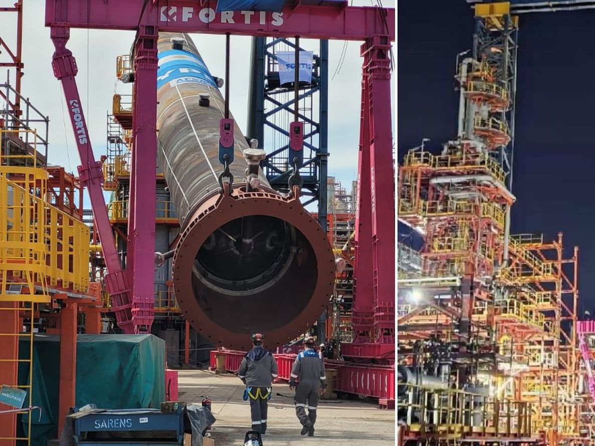 Así instalaron en la refinería el reactor que construyó Impsa para YPF. Así instalaron en la refinería el reactor que construyó Impsa para YPF.