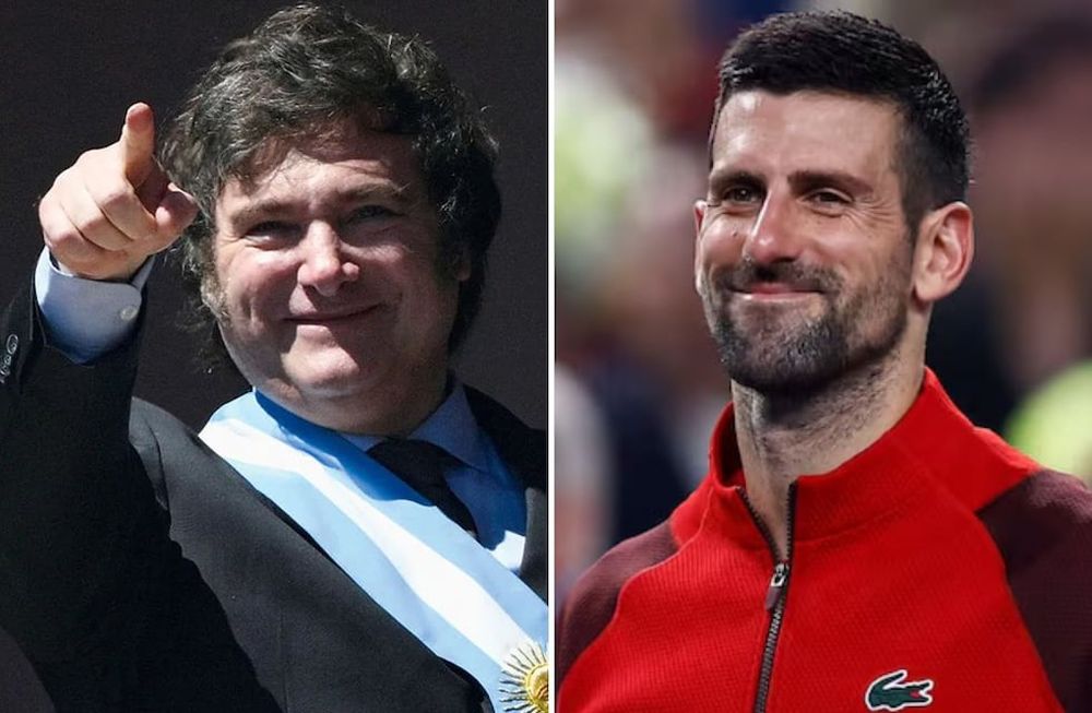 Javier Milei y Novak Djokovic