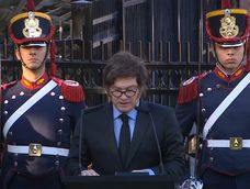 Javier Milei en el acto por Malvinas