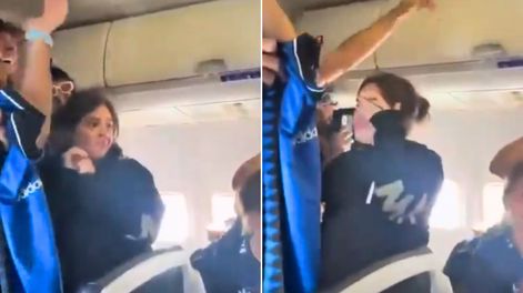 Dalma Maradona emocionó a un avión repleto de hinchas argentinos.