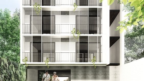 Un complejo de departamentos con todas las comodidades