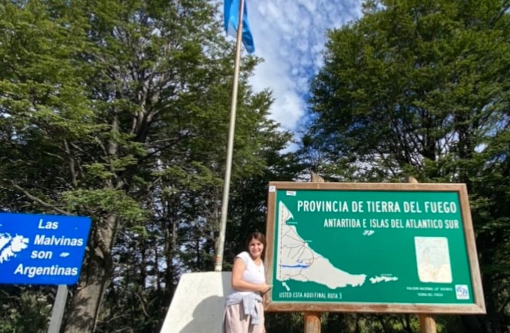 El viaje largó valió la pena cuando se llegó a la punta del mapa, lo más esperado del viaje. Pero la travesía solamente estaba hasta la mitad. (Foto de una de las integrantes de la familia maipucina).