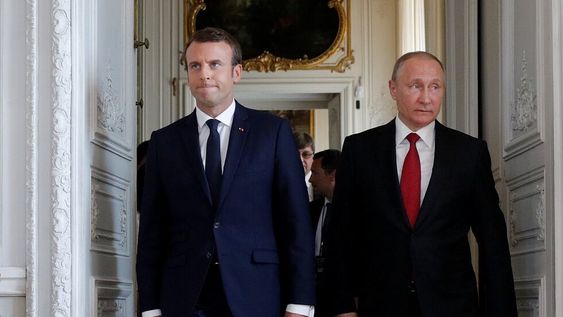 Emmanuel Macron y Vladimir Putin, presidentes de Francia y Rusia, respectivamente.