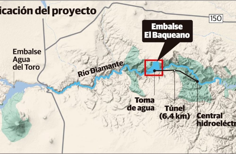 La represa se levantará en el río Diamante, entre Agua del Toro y Los Reyunos. Esta obra se mencionaba como el plan B, en caso de que Nación volteara Portezuelo del Viento. / Gustavo Guevara
