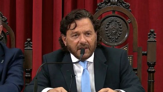 El gobernador de Salta, Gustavo Sáenz, durante la apertura del 126º período de sesiones ordinarias de la Legislatura de Salta. Captura: YouTube / Gobierno de Salta