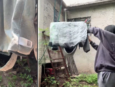 Dejó su ropa colgada durante varios días y un tierno hallazgo hizo que la dejara allí