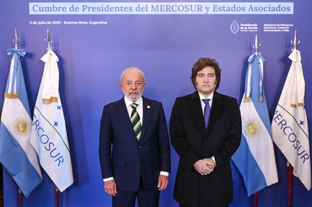 El presidente argentino, Javier Milei y el presidente brasileño, Luiz Inácio Lula da Silva