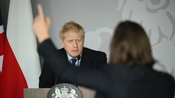 Guerra Ucrania-Rusia. El primer ministro de Gran Bretaña, Boris Johnson, durante una conferencia de prensa en Polonia. (Gentileza Getty images Europa)