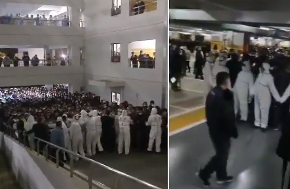 Los trabajadores del aeropuerto de Shanghai se agolparon e intentaron salir del establecimiento ante la detección de un positivo en coronavirus.