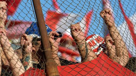 Festejos durante un partido en el estadio del Atlético Club San Martín. Archivo.