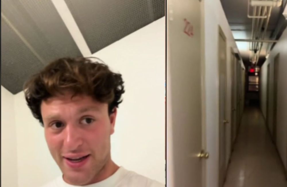 El joven mostró la experiencia completa del hotel que no tiene techo y los baños están repletos de moho.