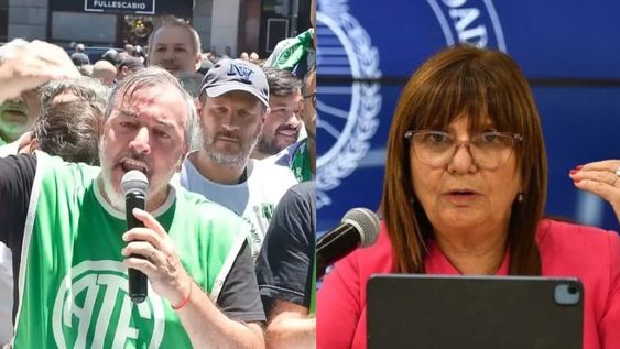 Izq.: Rodolfo Aguiar, secretario general de ATE Nacional. Der.: Patricia Bullrich, ministra de Seguridad. Foto: Gentileza ATE / Prensa Ministerio de Seguridad.