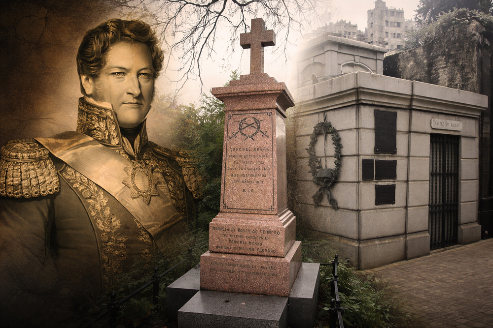 El cadáver de Juan Manuel de Rosas, exiliado en vida y disputado después de la muerte, atravesó océanos antes de encontrar descanso definitivo. Foto: IA