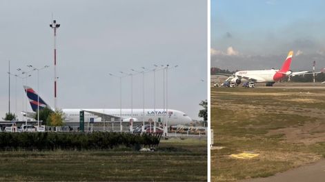 Aviones perteneciente a la empresa LATAM e IBERIA en el aeropuerto de Mendoza.