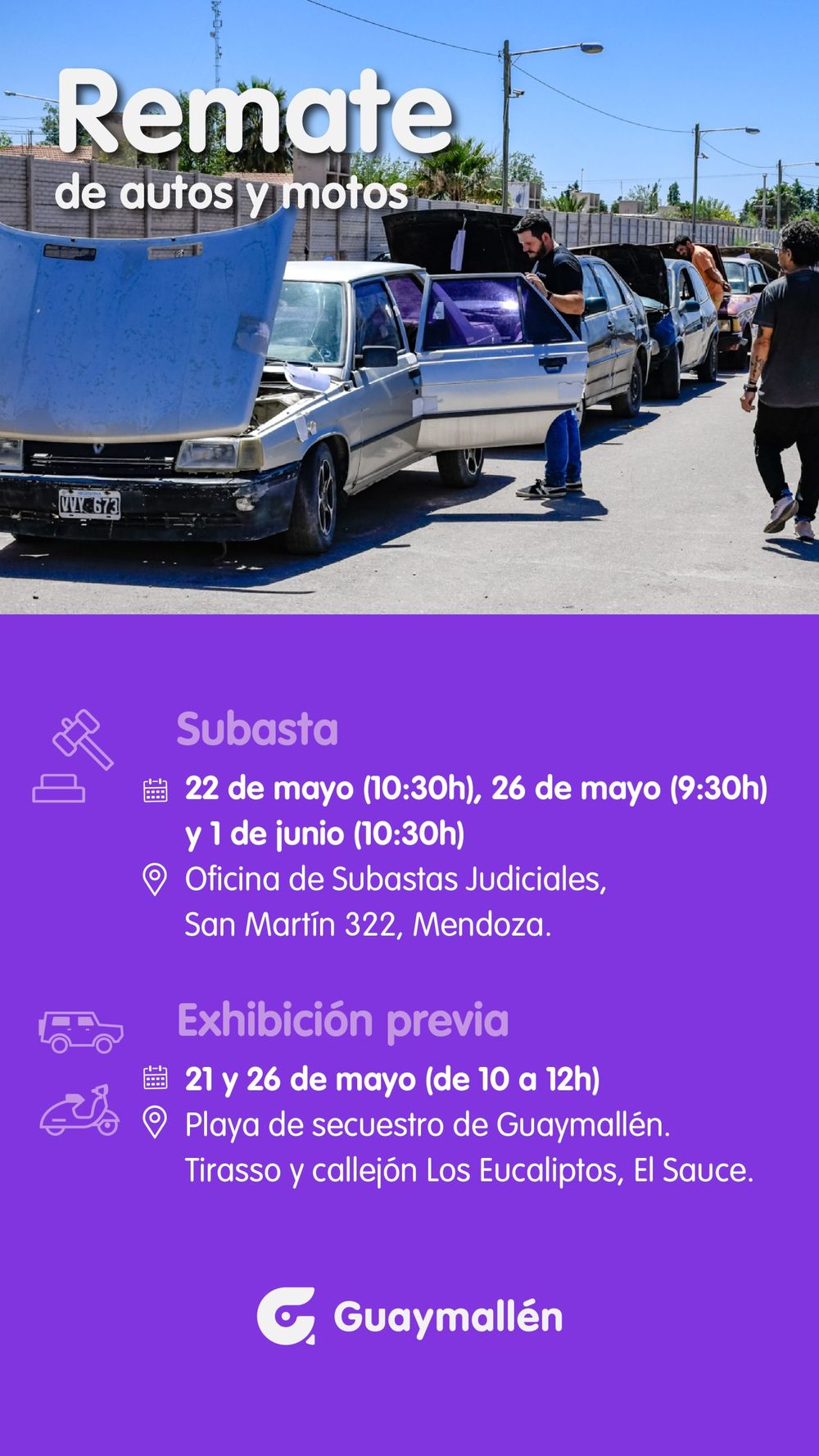 Rematan autos y motos en Guaymallén. 