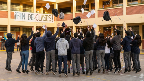 Fin de clases: llegaron oficialmente las vacaciones en Mendoza. Imagen ilustrativa generada con IA