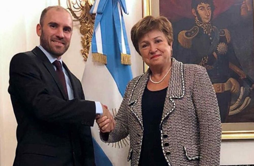 El ministro de Economía, Martín Guzmán, y la titular del FMI, Kristalina Georgieva. (Télam/Archivo)