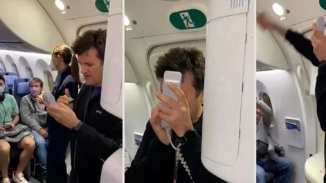 Ciro Martínez sorprendió a los hinchas argentinos de un vuelo tocando el himno. Foto: Web