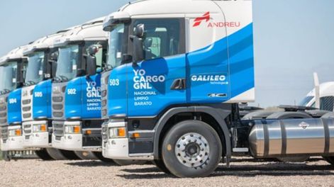 Camiones que funcionan con GNL d ela empresa Andreu.