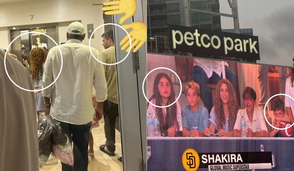 Shakira junto a Antonio de la Rúa en un estadio de San Diego. También se mostró con los hijos de su ex, Zulú y Mael de la Rúa, justo al lado de Milan y Sasha. 