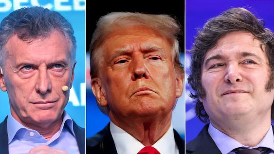 Mauricio Macri, Donald Trump y Javier Milei.