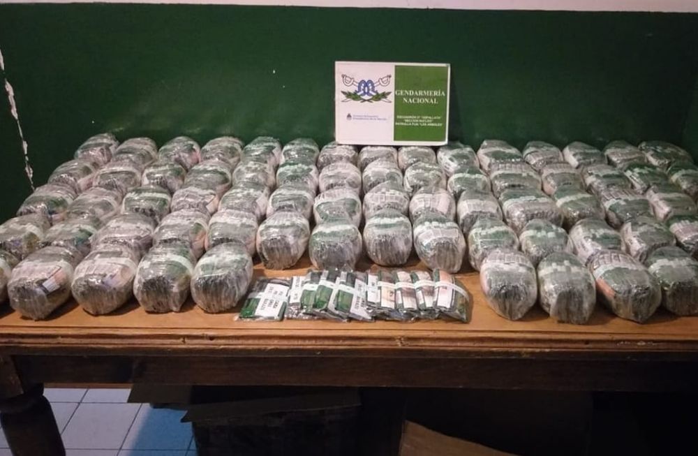 Los dos camioneros llevaban la carga oculta en las cabinas de sus vehículos, distribuidas en partes idénticas. Foto: Gendarmería Nacional