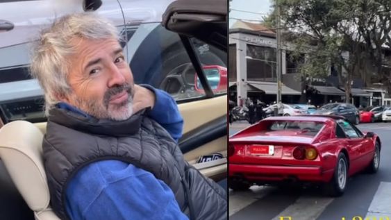 Se encontró con un Ferrari 308 GTS en una avenida de la provincia bonaerense. El deportivo es una edición de un modelo vintage de 1975. Foto: Captura video