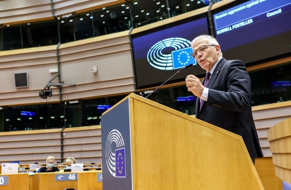 Josep Borrell, vicepresidente de la Comisión Europea y Alto representante de la Unión Europea para Asuntos Exteriores y Política de Seguridad, durante su intervención en el Parlamento Europeo el 1 de marzo de 2022. Alexis HAULOT / European Union / EP