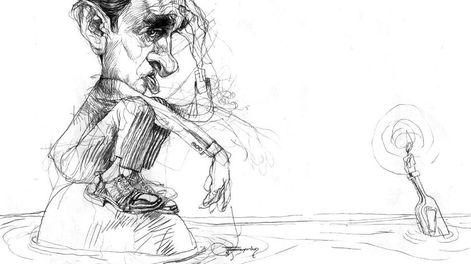 El hombre que está solo y espera