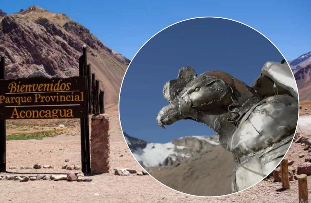 La obra, creada en hierro por el escultor Pancho Portnoy, representa un cóndor andino con dimensiones notables: 4 metros de ancho y 2,8 metros de altura.