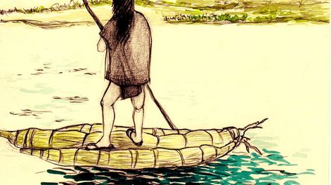 Acuarela de Natalia Cabrera 2016 que formó parte del libro Huarpe: Arqueología e Historia de un pueblo vivo.