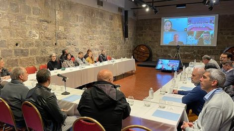 Referentes se reunieron en la Enoteca y de forma virtual para dar forma a la agenda de la Semana del Bonarda. Foto: Municipalidad de San Martín.