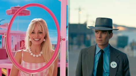 Los Andes | Esta combinación de imágenes muestra a Margot Robbie en una escena de Barbie, a la izquierda, y a Cillian Murphy en una escena de Oppenheimer. (Warner Bros Pictures/Universal Pictures vía AP)