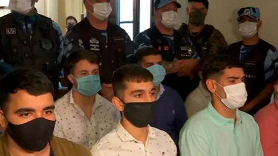 Los rugbiers en el momento del juicio por el asesinato de Fernando Báez Sosa. (archivo)