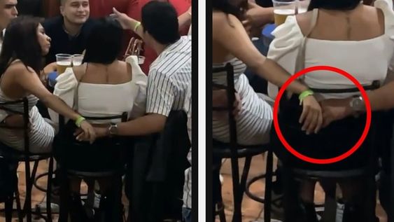 Los infieles fueron captados dándose la mano con sus parejas sentada con ellos.
