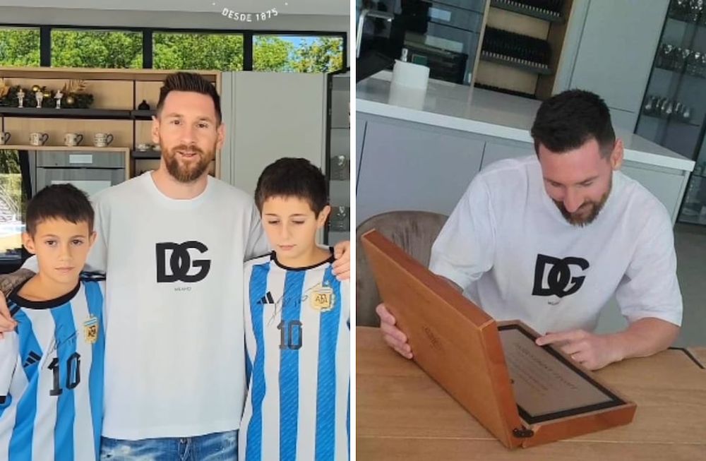 Lionel Mesi fue reconocido como ciudadano ilustre y recibió al intendente y a sus hijos en su propia casa.