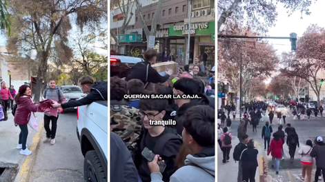 El influencer Parviz Benazirov regaló ropa en pleno microcentro mendocino.