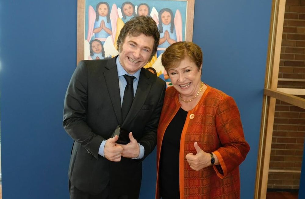 Javier Milei y Kristalina Georgieva, titular del FMI (Oficina del Presidente).